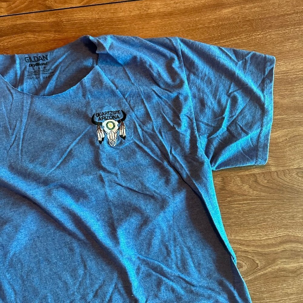 Gildan Dry Blend Blue Quartzsite Arizona Custom T-Shirt Size L - Picture 4 of 12